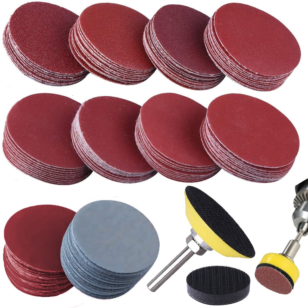 100pcs 2inch(50mm) Drill Sander Attachment with Backer Plate Shank