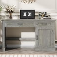 thumbnail image 7 of Vabches 47" Executive Desk with Charging Station and Storage, Farmhouse Wood Computer Desk with 2 Drawers & 1 Cabinet for Home Office, 7 of 7
