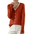 thumbnail image 2 of Resicozy Women's Classic Long Sleeve Knit Cardigan Sweaters Casual Solid Open Front Button Down Cardigans Vermilion S, 2 of 4