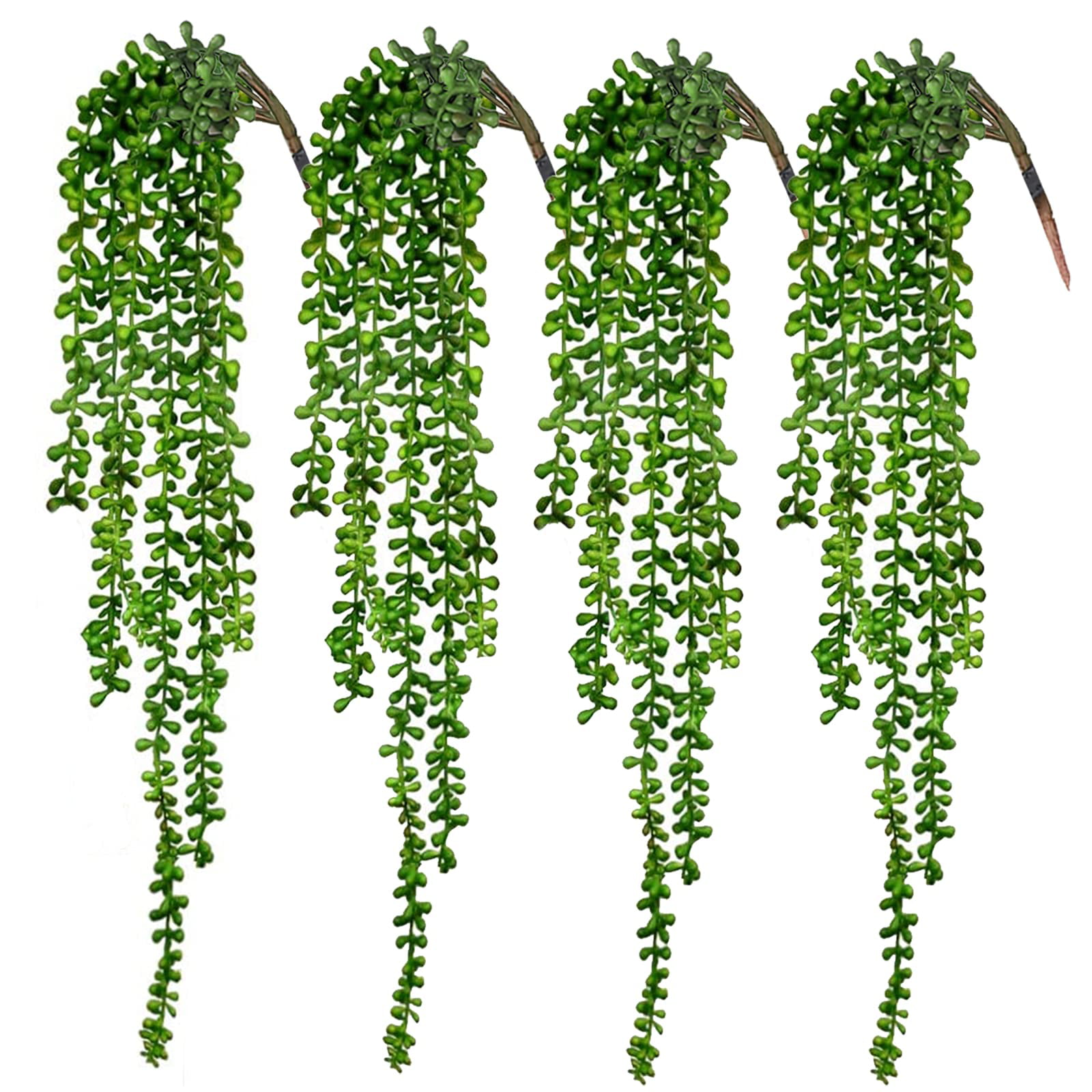 Meneco Artificial Hanging Succulent Plants Faux String of Pearls Plants Unpotted Set of 2