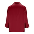 thumbnail image 6 of ZQGJB Womens Elegant Cowl Neck Satin Blouse Ruffled 3/4 Length Sleeve Collared T-Shirts Tops Dressy Business Casual Office Work Silk Shirt Fall Spring Outfits Red S, 6 of 9