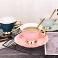 thumbnail image 6 of CATPAN Blue Vintage 8 Ounces Porcelain Coffee Cup, Tea Cup and Saucer Set and Saucer with Decorative Scale Pattern, vintage, 6 of 7