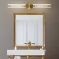 thumbnail image 4 of KAYLA  Modern Glass Wall Sconces, Indoor Wall Lighting Wall Light Fixtures, Vanity Light with Glass Shade(2-Sets) 2 - Brass-30'', 4 of 5