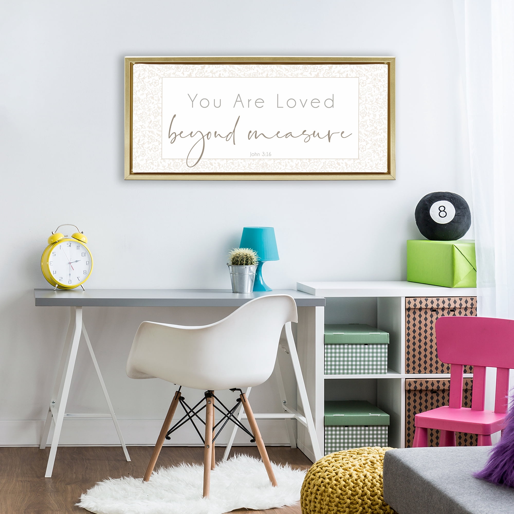 Stupell Industries Minimal Loved Beyond Measure Gold Framed Floater Canvas Wall Art, design by Janice Gaynor