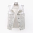 thumbnail image 2 of Baberdicy Puffer Vest Top Loose Solid Shirt Denim Jacket Sleeveless Denim Vest Women's Color Women's Denim Vest Top Sweater Vest White, 2 of 6