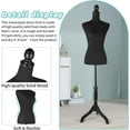 thumbnail image 3 of Black Dress Form Mannequin, 52''-67'' Height Adjustable Female Manikin Torso Stand, Female Mannequin Torso Dress Form with Wooden Tripod Base Stand and Detachable Iron Bracket, 3 of 14