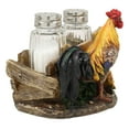 thumbnail image 3 of Ebros Proud Fowl Rooster Standing By Rustic Wooden Fence And Sunflower Glass Salt And Pepper Shakers Holder Display Stand Resin Figurine 4.75" Wide, 3 of 5