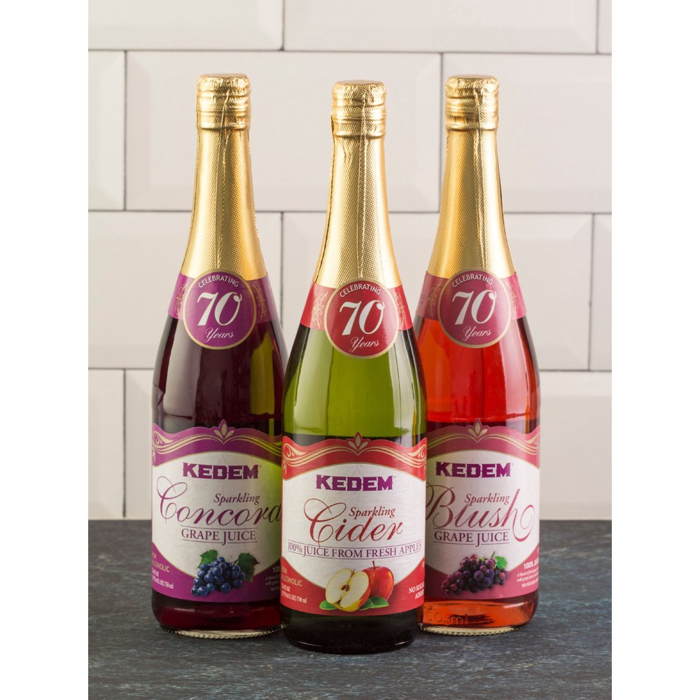 (Pack of 3) Kedem Sparkling Juice, Variety Pack (Apple Cider, Concord