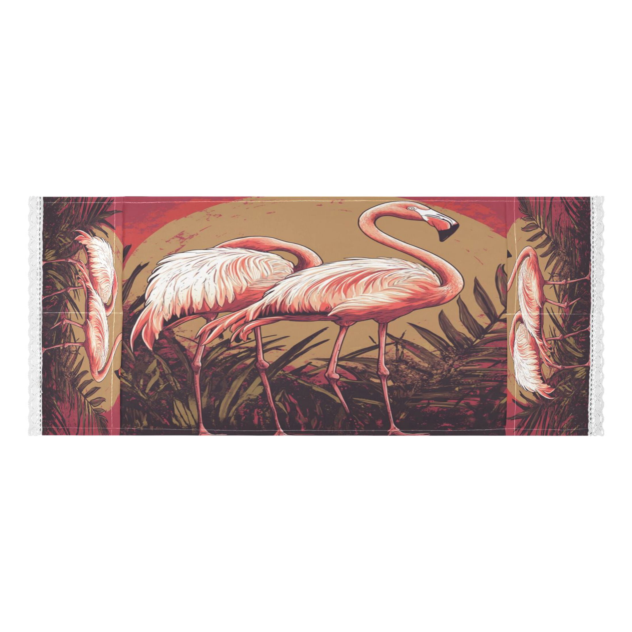 Washing Machine Cover 51.2x22in, Durable Polyester Dust Cover with Lace Trim and Side Pocket for Appliances Sunset Flamingo Pattern