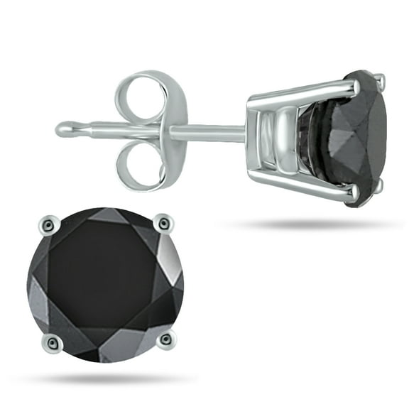 SZUL Women's 5 Carat TW Black Diamond Stud Earrings in 14K White Gold