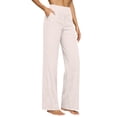 thumbnail image 2 of Women Cotton Linen Pants High Waisted Button Up Straight Leg Trousers Spring Summer Beach Casual Vacation Pant Beige XL, 2 of 9