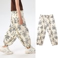 thumbnail image 4 of HAOYUNL Kids Toddler Boys Girls Casual Pants Baby Floral Long Pants Air-Conditioned Pants Summer Youth Cotton Summer Baby Mosquito Pants for 2-12Y, 4 of 8