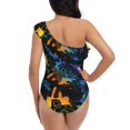 thumbnail image 6 of Yiaed Retro Truck Print Women One Piece Swimsuits Tummy Control One Shoulder Bathing Suits Pattern Ruffle Swimwear-XX-Large, 6 of 8