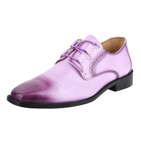 LIBERTYZENO Men Leather Formal Oxford Dress Shoes, Purple, 9.5
