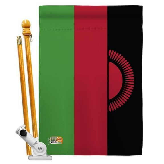 Americana Home & Garden AA-CY-HS-140145-IP-BO-D-US18-AG 28 x 40 in. Malawi Flags of the World Nationality Impressions Decorative Vertical Double Sided House Flag Set & Pole Bracket Hardware Flag Set