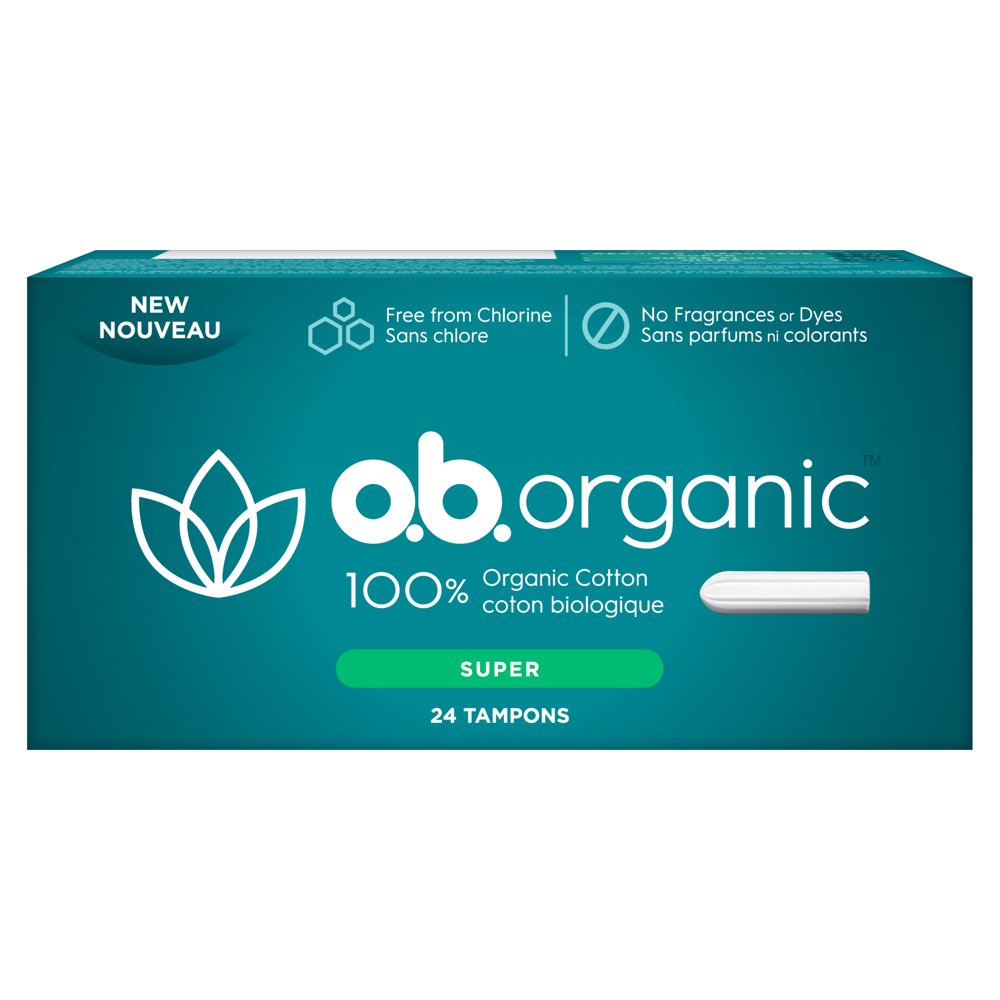 o.b. Organic ApplicatorFree Tampons, Unscented, Super, 24 Ct Walmart