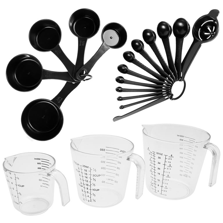 Yous Auto 20pcs Measuring Cups and Spoons Set Multipurpose Measure Spoon  and Cup Kit Accurate Measuring Spoon Set with Egg White Strainer and Lever  for Home Kitchen Baking Cooking 