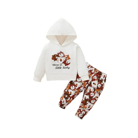 

Binpure Baby Girls Animal Letter Print Long Sleeve Hooded Sweater + Trousers