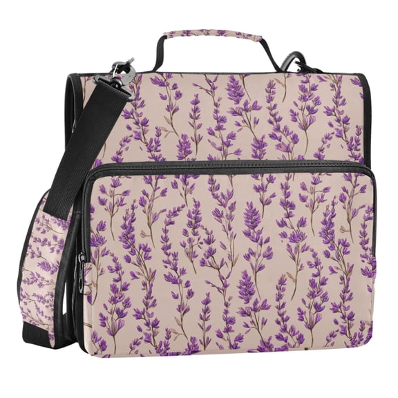 Zipper Binder Lavender 1.5 Inch Binder Folder Bag with Shoulder Strap and Handle