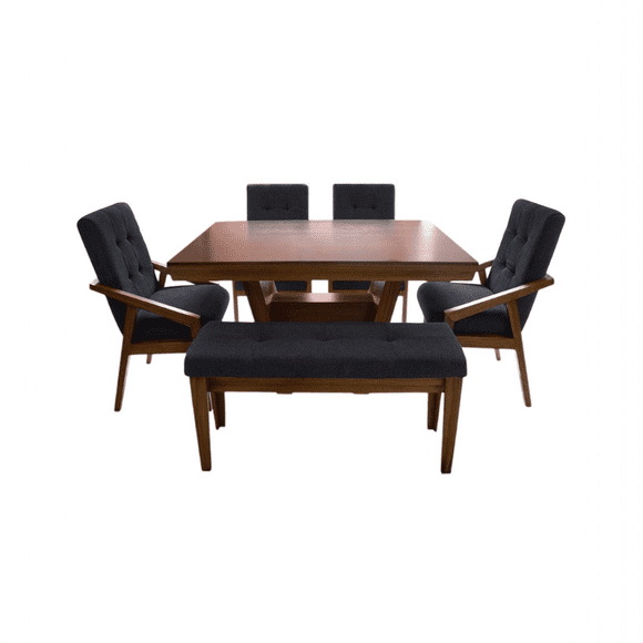 Comedor color negro para 6 personas de madera de parota