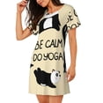 thumbnail image 2 of Sikiie Panda Doing Yoga Print Women's Short-sleeved Nightdress, Round Neck Pullover Nightdress Pajamas Summer Home Wear, 2 of 6