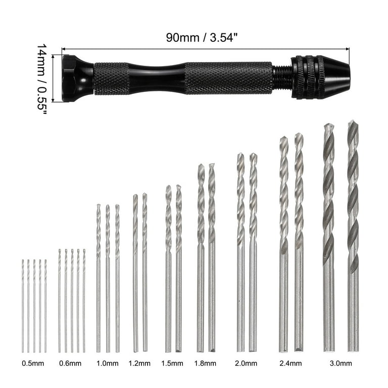 Uxcell 0.1mm-1.0mm Micro Mini Twist Drill Bit Pin Vise Hand Drill Rotary  Tool Set 36 Pack 