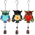 thumbnail image 2 of Owl Wind Chime Hanging Decoration Metal Owl Wind Bell Hanging Decors Iron and Glass Painted Crafts Wind Chime Tube Hanging Ornament for Window Wall Room Decoration Bell Style Yellow, 2 of 10