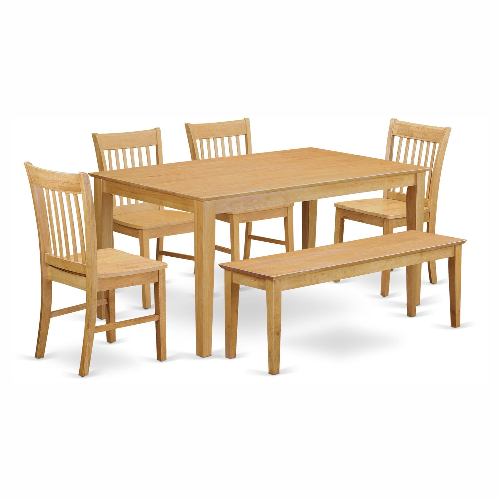 East West Furniture Capris 6 Piece Rectangular Dining Table Set with