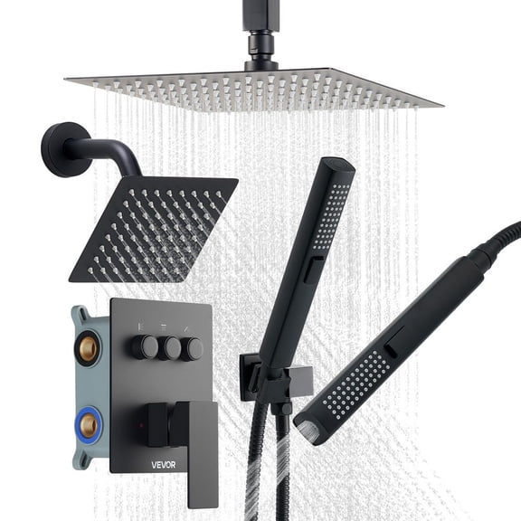 10-Inch Ceiling Mount Rain Shower System – with 6-Inch Wall Head