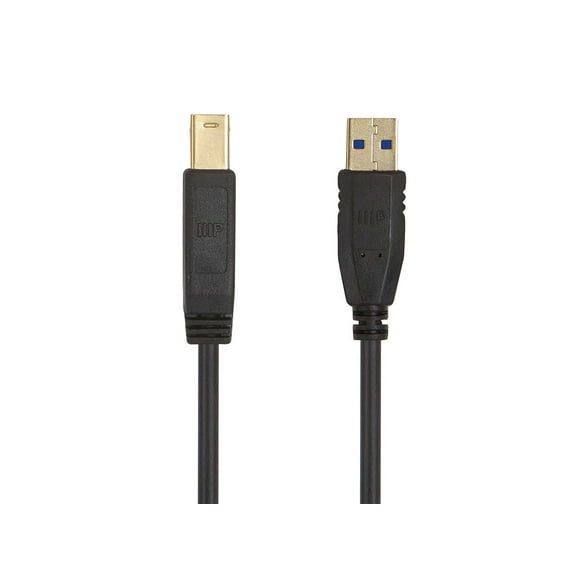 Monoprice USB 3.0 Type-A to Type-B Cable - 6 Feet - Black, Compatible With Monitor, Scanner, Hard Disk Drive, USB Hub, Printers - Select Series
