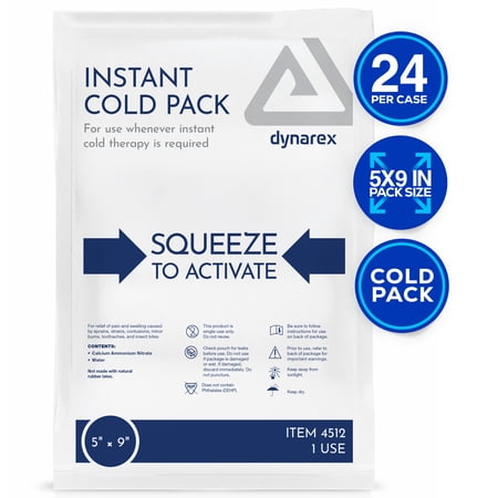 Dynarex Instant Cold Pack (5” x 9”), 24 Count, Disposable Ice Pack for Cold Compress