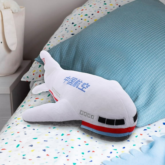 LOLIPPYY Stuffed Plush Airplane Pillow in White for Travel and Party Comfort Use