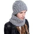 thumbnail image 4 of 2PCS Winter Beanie Hat Scarf Set Women Men Slouchy Scarf Warm Knitted Hat Skull Cap, 4 of 4