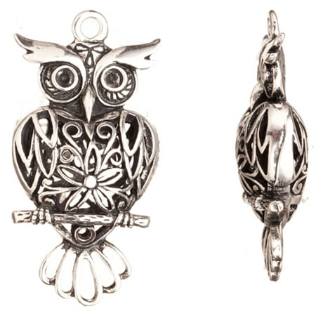 Pendant trays, Antique-Silver Plated Night Watch Owl Crystal Setting 56mmx25.8mm Fits 2pcs ss13/Pp25 Swarovski