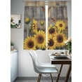 thumbnail image 5 of Sunflower Semi Sheer Curtains 63 Inch Length 2 Panels Set,Spring Yellow Floral Rustic Butterfly Wood Grain Sheer Kitchen Curtain Privacy Voile Window Curtain for Living Room Bedroom Rod Pocket Drapes, 5 of 7