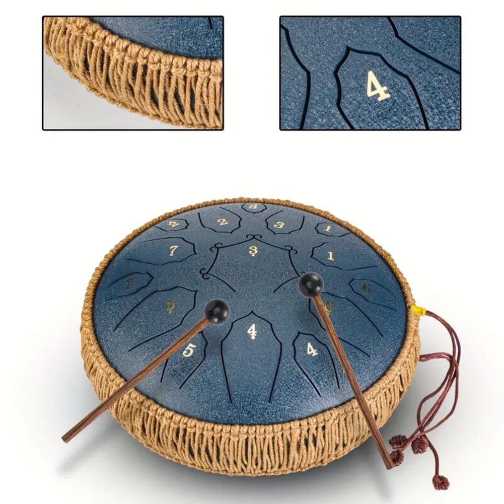 golytefs 12 Inch D Tone Ethereal Drum 15 Notes D Major Large Ethereal Drum (Navy Blue)