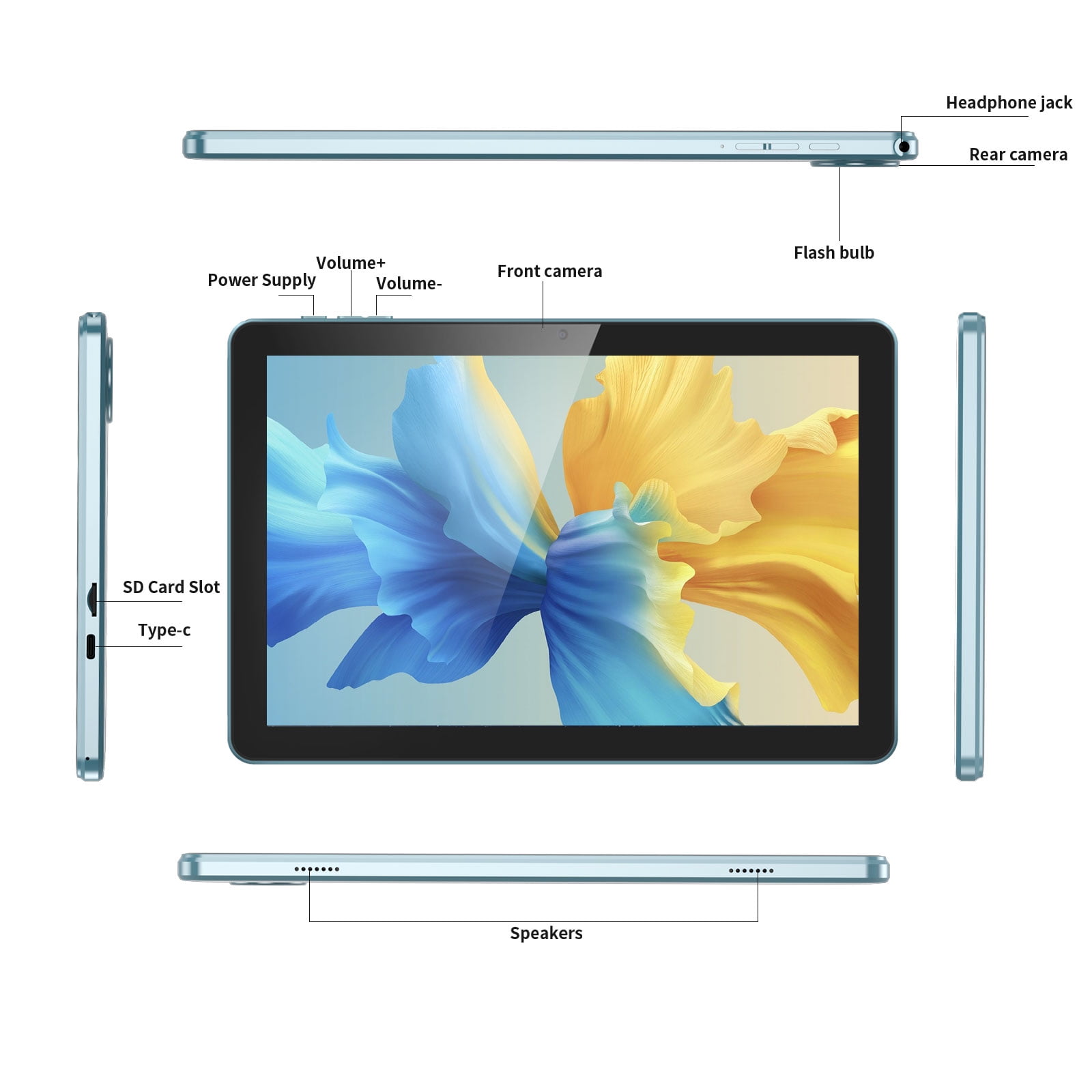 Tablets 10.1 inch Android 13 Tablet Newest, 64GB ROM 1TB Expand, Quad-Core Processor Tablet, 6000mAh Battery, Dual Camera, Wifi, 1280x 800 IPS Tablet PC (Blue)