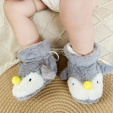 

Quealent Booties For Baby Baby Girls Boys Plush Snow Boots Soft Sole Anti-Slip Mid Calf Warm Winter Toddler Walking Shoes GY2 6 Months