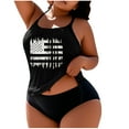 thumbnail image 2 of ZVAVZ Two Piece Tankini Swimsuits for Women Plus Size American Flag Print Bathing Suits Summer Blouson Swim Top with Boy Shorts Trendy Beach Swimwear Clearance,Black 3XL, 2 of 4