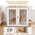 thumbnail image 5 of 31.5" Dog Crate Furniture with 360° Rotating Feeder& Double Lock Doors, Wooden Dog Kennel for Indoor, White, 5 of 7