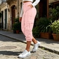 thumbnail image 2 of UKHCCC Plus Size Women's Relaxed Fit Cargo Capri Pants with Multi-Pockets Elastic Waist Tapered Legs Casual Cotton Summer Outdoor Travel S-2XL, 2 of 8