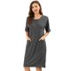 thumbnail image 1 of Camisa de dormir elegante frontal con botones de mangas cortas para mujer con camisón de dormir con bolsillos Gris M, 1 of 6