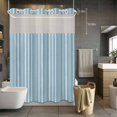 thumbnail image 5 of No Hook Shower Curtain and Liner Set, Light Blue Striped Washable Fabric Shower Curtains for Bathroom, Bathtub, Farmhouse Stripes Modern Vintage Waterproof Bathroom Curtains 60W x 72H, 5 of 9