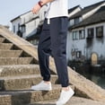 thumbnail image 5 of Handshe Men's Casual Pants with Drawstring Pockets & Elastic Waistband, Comfort-Fit Relaxed Outdoor Trousers, 5 of 8