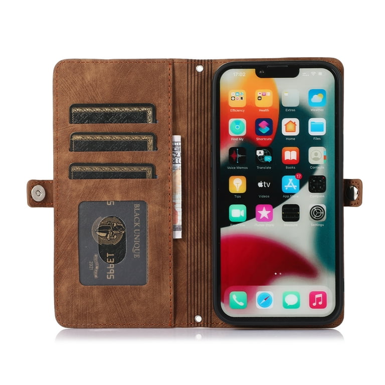 TECH CIRCLE iPhone11pro Zipper Wallet Case, PU Leather Cover Stand