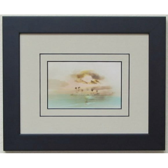 Post Card Frame for 3.5" X 5.5" Post Card Black Frame with Tan (Black Trim) Matting