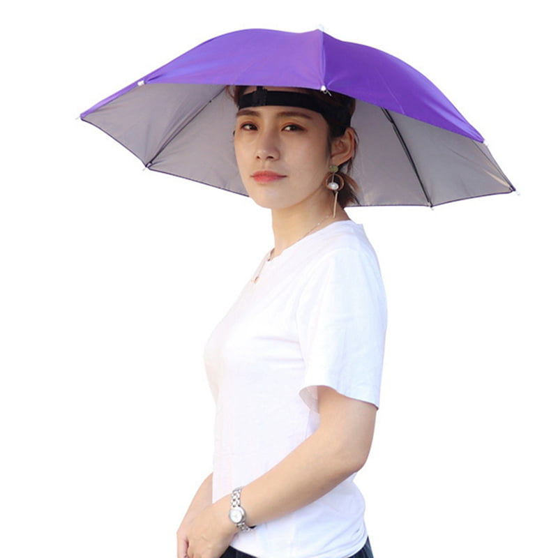 Protect From Rain Headgear Hat Umbrella Elastic Band Polyester Plain Anti-Uv KS 