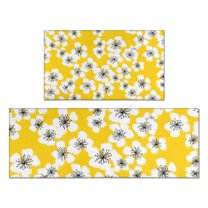 Pioneer Flower Floral Print Pattern Kitchen Rugs Sets Of 2,Anti Fatigue Kitchen Mat Rugs Non Slip Washable,Decorative Kitchen Floor Mats for Kitchen,Sink,Laundry,17"x30" 17"x47"