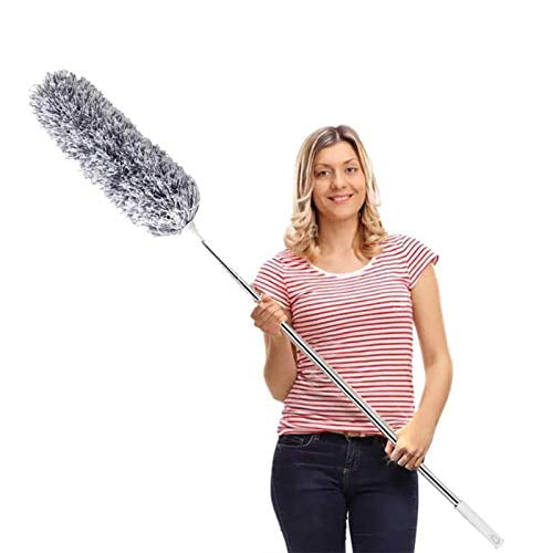 with Bendable Head Extra Long 100 inches Gap Dust Extendable Duster for Cleaning High Ceiling Fan Cobweb Interior Roof Feather Duster,Cobweb Duster Domed Corner Brush 
