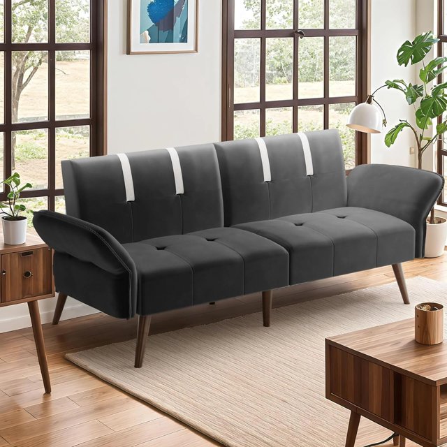 Convertible Sofa Futon Sofa Bed Living Room Sofas Apartment Office Small Space With Adjustable Armrest Backrest Furniture Home My Lux Decor Round